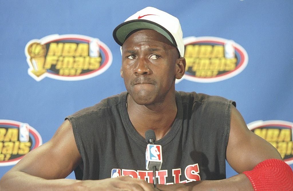 Michael Jordan speaking with the reports, NBA Finals 1997.